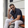 image:imageCOOFANDY Mens Stretch Dress Shirts Short Sleeve Casual Button Down Shirts with PocketMidnight Blue