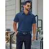image:imageCOOFANDY Mens Stretch Dress Shirts Short Sleeve Casual Button Down Shirts with PocketNavy Blue