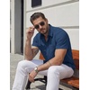 image:imageCOOFANDY Mens Stretch Dress Shirts Short Sleeve Casual Button Down Shirts with PocketNavy Blue