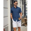 image:imageCOOFANDY Mens Stretch Dress Shirts Short Sleeve Casual Button Down Shirts with PocketNavy Blue