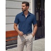 image:imageCOOFANDY Mens Stretch Dress Shirts Short Sleeve Casual Button Down Shirts with PocketNavy Blue
