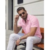 image:imageCOOFANDY Mens Stretch Dress Shirts Short Sleeve Casual Button Down Shirts with PocketPink