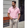 image:imageCOOFANDY Mens Stretch Dress Shirts Short Sleeve Casual Button Down Shirts with PocketPink