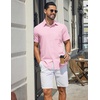 image:imageCOOFANDY Mens Stretch Dress Shirts Short Sleeve Casual Button Down Shirts with PocketPink