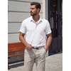 image:imageCOOFANDY Mens Stretch Dress Shirts Short Sleeve Casual Button Down Shirts with PocketWhite
