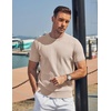 image:imageCOOFANDY Mens TShirts Short Sleeve Knit Shirts Casual Crewneck Ribbed Dress Tee ShirtBeige