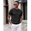 image:imageCOOFANDY Mens TShirts Short Sleeve Knit Shirts Casual Crewneck Ribbed Dress Tee ShirtBlack