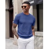 image:imageCOOFANDY Mens TShirts Short Sleeve Knit Shirts Casual Crewneck Ribbed Dress Tee ShirtBlue