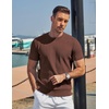 image:imageCOOFANDY Mens TShirts Short Sleeve Knit Shirts Casual Crewneck Ribbed Dress Tee ShirtBrown