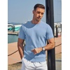 image:imageCOOFANDY Mens TShirts Short Sleeve Knit Shirts Casual Crewneck Ribbed Dress Tee ShirtLight Blue