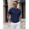 image:imageCOOFANDY Mens TShirts Short Sleeve Knit Shirts Casual Crewneck Ribbed Dress Tee ShirtNavy Blue