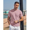 image:imageCOOFANDY Mens TShirts Short Sleeve Knit Shirts Casual Crewneck Ribbed Dress Tee ShirtPink