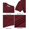 image:imageCOOFANDY Mens TShirts Short Sleeve Knit Shirts Casual Crewneck Ribbed Dress Tee ShirtWine Red