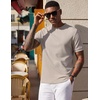 image:imageCOOFANDY Mens Waffle TShirts Short Sleeve Casual Crew Neck Shirt Summer Plain Pullover TeesA  Moon Gray