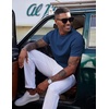 image:imageCOOFANDY Mens Waffle TShirts Short Sleeve Casual Crew Neck Shirt Summer Plain Pullover TeesDenim Blue