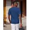 image:imageCOOFANDY Mens Waffle TShirts Short Sleeve Casual Crew Neck Shirt Summer Plain Pullover TeesDenim Blue