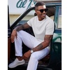 image:imageCOOFANDY Mens Waffle TShirts Short Sleeve Casual Crew Neck Shirt Summer Plain Pullover TeesWhite