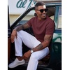 image:imageCOOFANDY Mens Waffle TShirts Short Sleeve Casual Crew Neck Shirt Summer Plain Pullover TeesWine Red