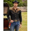image:imageCOOFANDY Mens Western Cowboy Shirt Embroidered Button Down Long Sleeve ShirtsCotton  Black  Brown