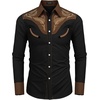 image:imageCOOFANDY Mens Western Cowboy Shirt Embroidered Button Down Long Sleeve ShirtsCotton  Black  Brown