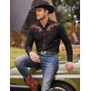 image:imageCOOFANDY Mens Western Cowboy Shirt Embroidered Button Down Long Sleeve ShirtsCotton  Blackred Flower