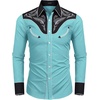 image:imageCOOFANDY Mens Western Cowboy Shirt Embroidered Button Down Long Sleeve ShirtsCotton  Blue