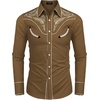 image:imageCOOFANDY Mens Western Cowboy Shirt Embroidered Button Down Long Sleeve ShirtsCotton  Brown
