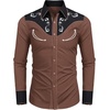 image:imageCOOFANDY Mens Western Cowboy Shirt Embroidered Button Down Long Sleeve ShirtsCotton  Brownblack