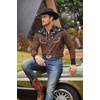 image:imageCOOFANDY Mens Western Cowboy Shirt Embroidered Button Down Long Sleeve ShirtsCotton  Brownblack