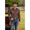 image:imageCOOFANDY Mens Western Cowboy Shirt Embroidered Button Down Long Sleeve ShirtsCotton  Brownblack