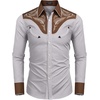 image:imageCOOFANDY Mens Western Cowboy Shirt Embroidered Button Down Long Sleeve ShirtsCotton  Grey