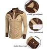 image:imageCOOFANDY Mens Western Cowboy Shirt Embroidered Button Down Long Sleeve ShirtsCotton  Khaki