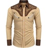 image:imageCOOFANDY Mens Western Cowboy Shirt Embroidered Button Down Long Sleeve ShirtsCotton  Khaki