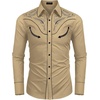 image:imageCOOFANDY Mens Western Cowboy Shirt Embroidered Button Down Long Sleeve ShirtsCotton  Light Khaki