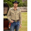 image:imageCOOFANDY Mens Western Cowboy Shirt Embroidered Button Down Long Sleeve ShirtsCotton  Light Khaki