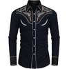 image:imageCOOFANDY Mens Western Cowboy Shirt Embroidered Button Down Long Sleeve ShirtsCotton  Navy Blue
