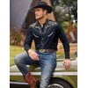 image:imageCOOFANDY Mens Western Cowboy Shirt Embroidered Button Down Long Sleeve ShirtsCotton  Navy Blue