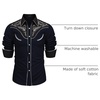 image:imageCOOFANDY Mens Western Cowboy Shirt Embroidered Button Down Long Sleeve ShirtsCotton  Navy Blue