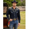 image:imageCOOFANDY Mens Western Cowboy Shirt Embroidered Button Down Long Sleeve ShirtsCotton  Navy Blue