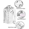 image:imageCOOFANDY Mens Western Cowboy Shirt Embroidered Button Down Long Sleeve ShirtsCotton  Pure White