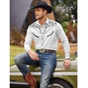 image:imageCOOFANDY Mens Western Cowboy Shirt Embroidered Button Down Long Sleeve ShirtsCotton  Pure White