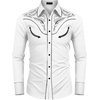 image:imageCOOFANDY Mens Western Cowboy Shirt Embroidered Button Down Long Sleeve ShirtsCotton  Pure White