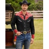 image:imageCOOFANDY Mens Western Cowboy Shirt Embroidered Button Down Long Sleeve ShirtsCotton  Red  Black