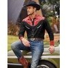 image:imageCOOFANDY Mens Western Cowboy Shirt Embroidered Button Down Long Sleeve ShirtsCotton  Red  Black