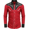 image:imageCOOFANDY Mens Western Cowboy Shirt Embroidered Button Down Long Sleeve ShirtsCotton  Red