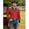 image:imageCOOFANDY Mens Western Cowboy Shirt Embroidered Button Down Long Sleeve ShirtsCotton  Red