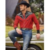 image:imageCOOFANDY Mens Western Cowboy Shirt Embroidered Button Down Long Sleeve ShirtsCotton  Red