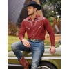 image:imageCOOFANDY Mens Western Cowboy Shirt Embroidered Button Down Long Sleeve ShirtsCotton  Red2