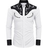 image:imageCOOFANDY Mens Western Cowboy Shirt Embroidered Button Down Long Sleeve ShirtsCotton Whiteblack