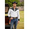 image:imageCOOFANDY Mens Western Cowboy Shirt Embroidered Button Down Long Sleeve ShirtsCotton Whiteblack